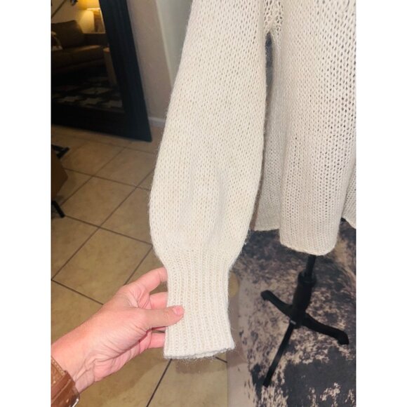 Free People Baltic Fair isle Oversized Pullover Sweater, Blue, Ivory XS Preppy - Picture 8 of 9